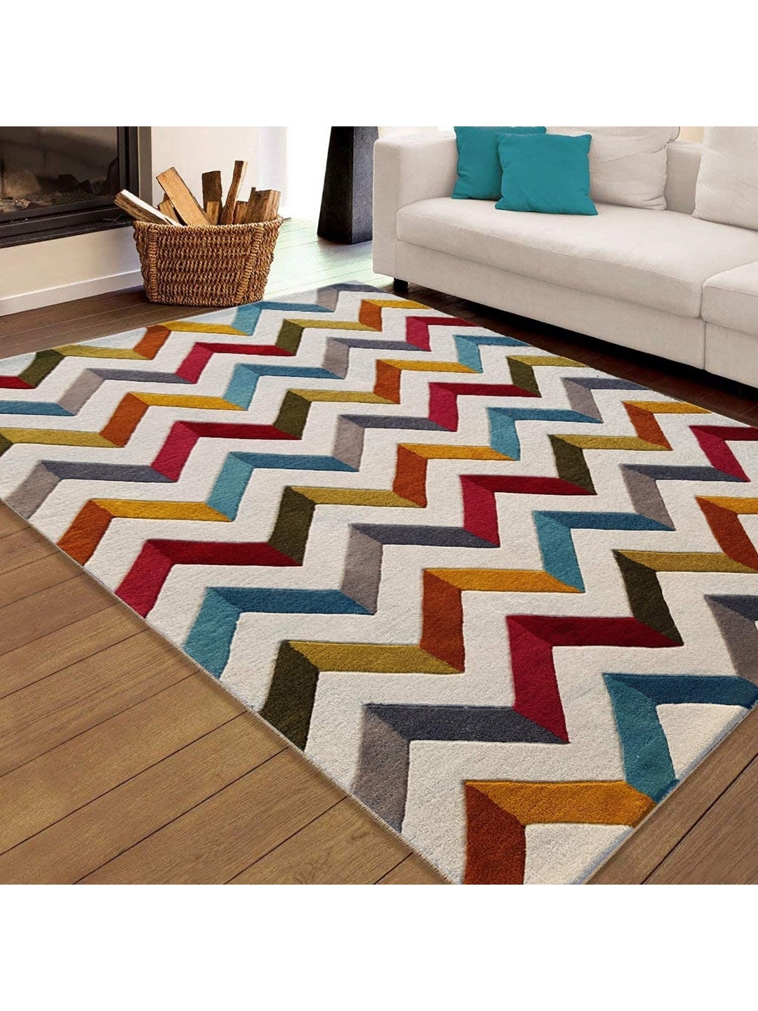 

IMRA CARPET Cream & Grey Striped Woollen Carpet