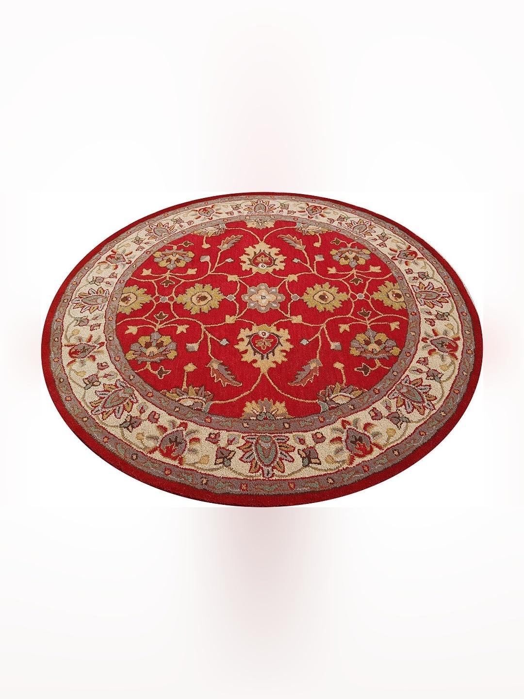 

IMRA CARPET Red Floral Woollen Carpet