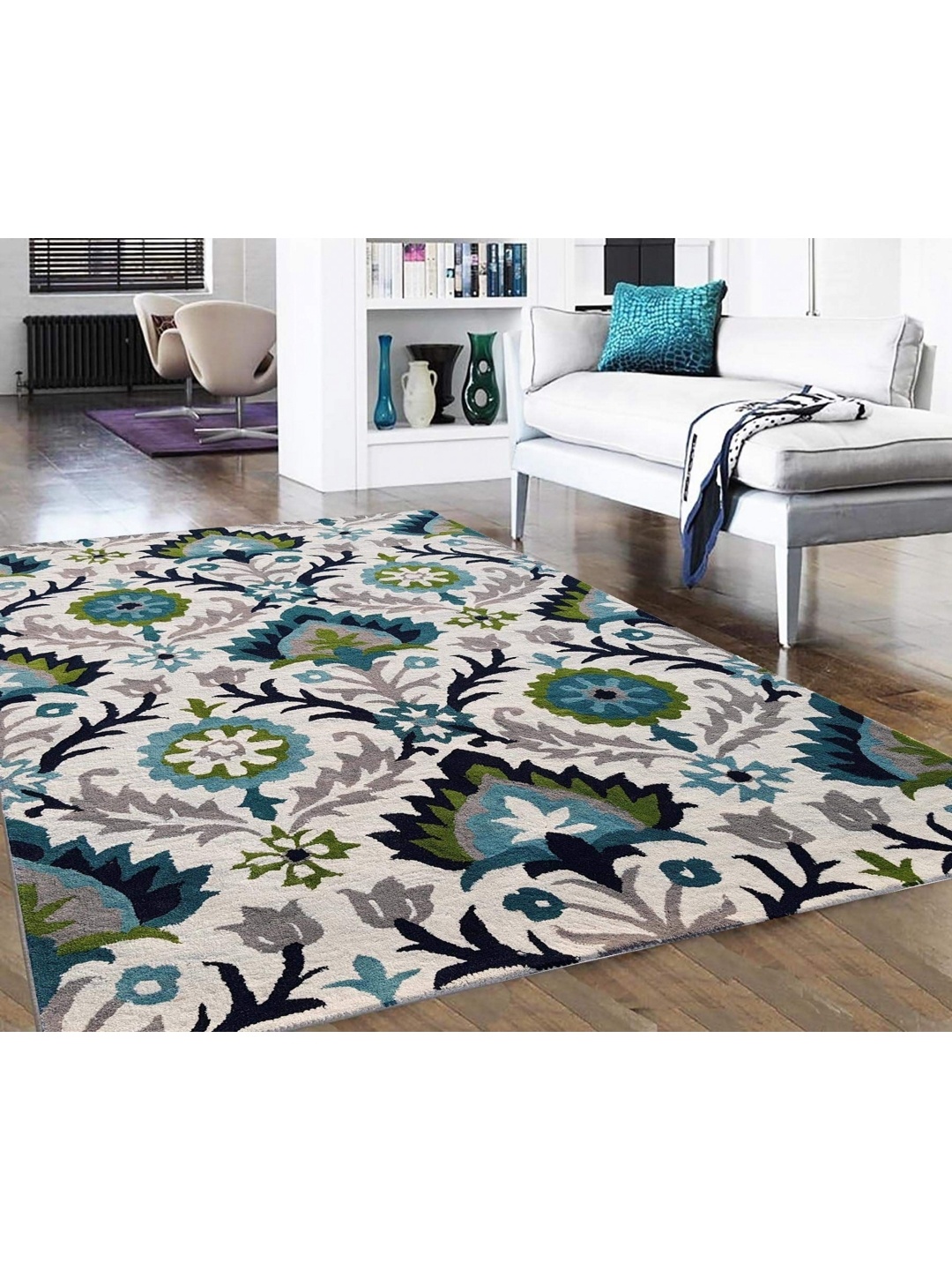 

IMRA CARPET Grey Ethnic Motifs Woollen Carpet