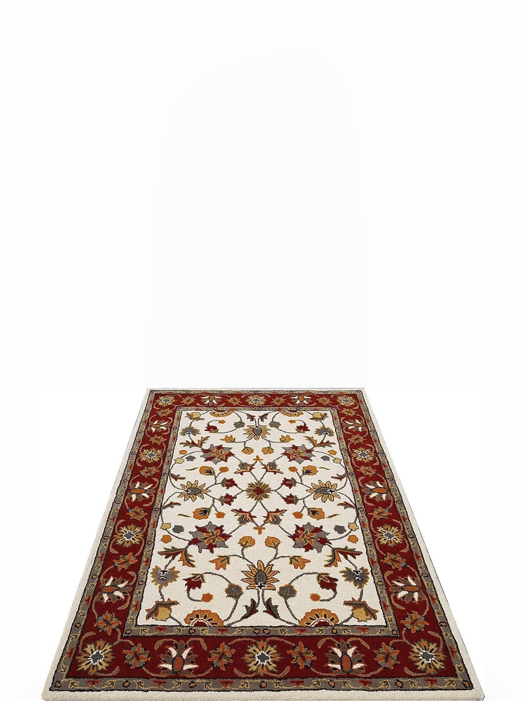 

IMRA CARPET Grey & Red Traditional Woollen Carpet