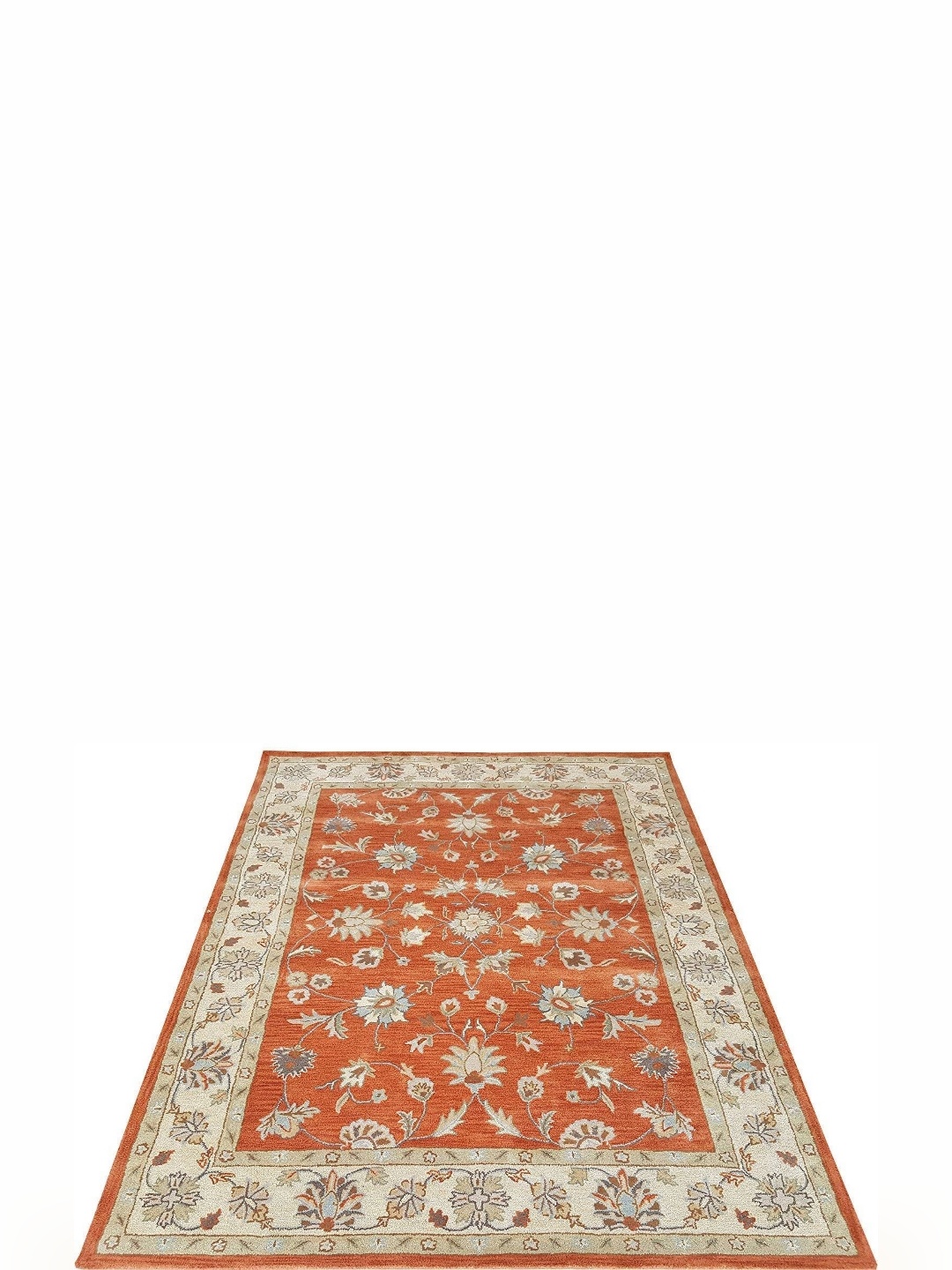 

IMRA CARPET Orange & Cream Ethnic Motifs Woollen Carpet