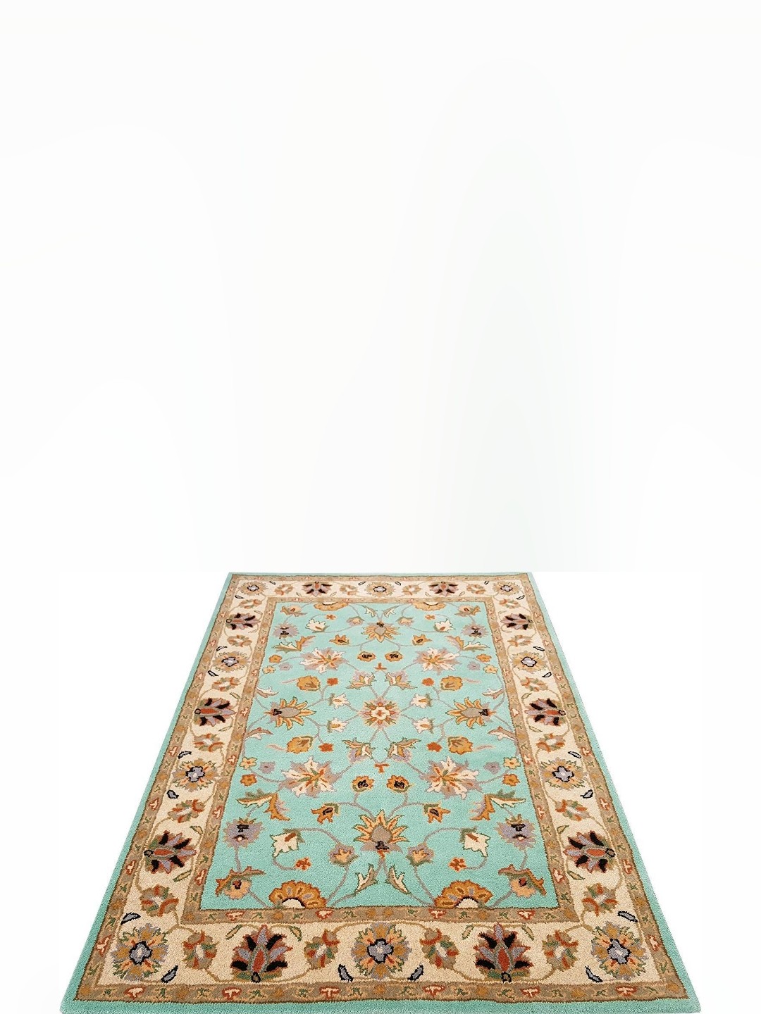 

IMRA CARPET Green & Beige Floral Woollen Carpet