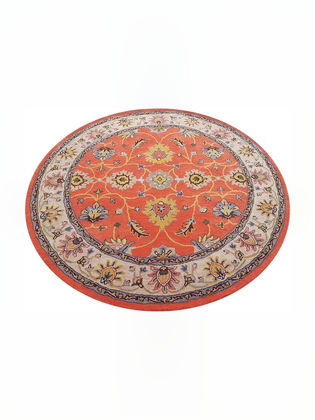 

IMRA CARPET Peach-Coloured Ethnic Motifs Woollen Carpet