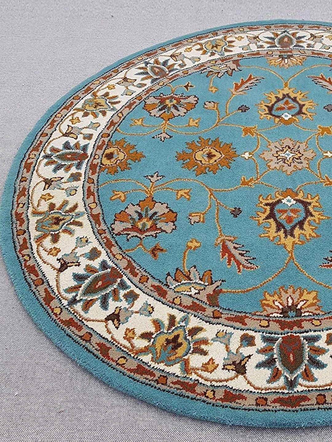 

IMRA CARPET Blue & Brown Ethnic Motifs Printed Woollen Carpet