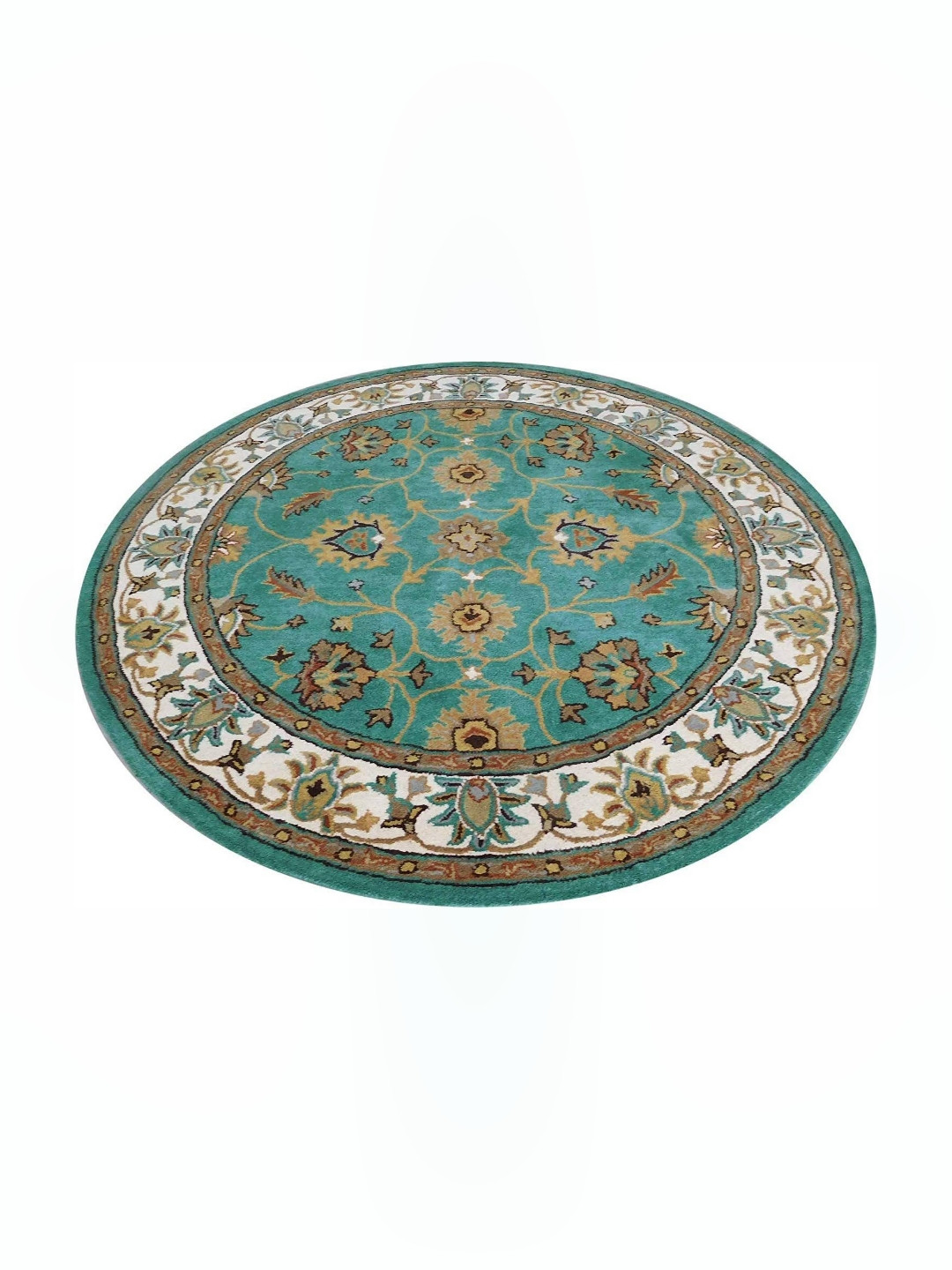 

IMRA CARPET Green & White Floral Printed Woollen Regular Carpet
