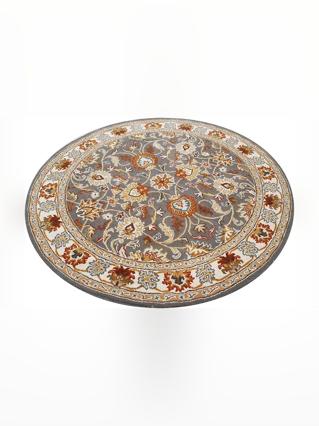 

IMRA CARPET Grey & Brown Floral Printed Woollen Carpet