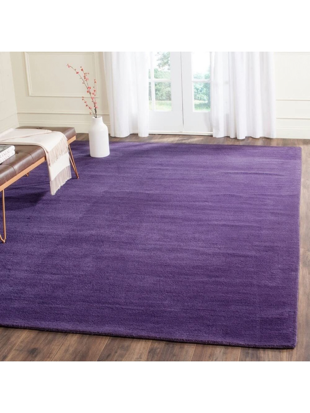 

IMRA CARPET Purple Textured Contemporary Woollen Carpet