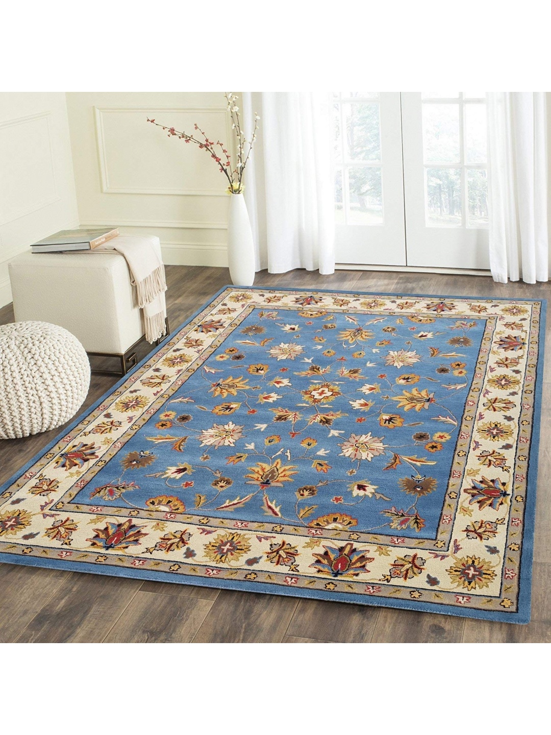 

IMRA CARPET Blue Ethnic Motifs Contemporary Woollen Carpet