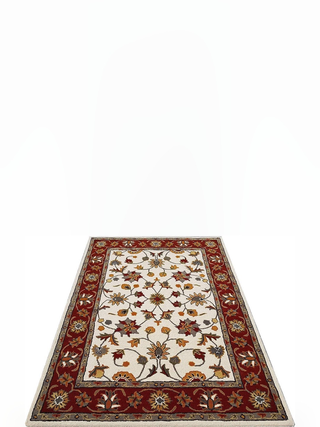 

IMRA CARPET Grey Floral Printed Woollen Carpet