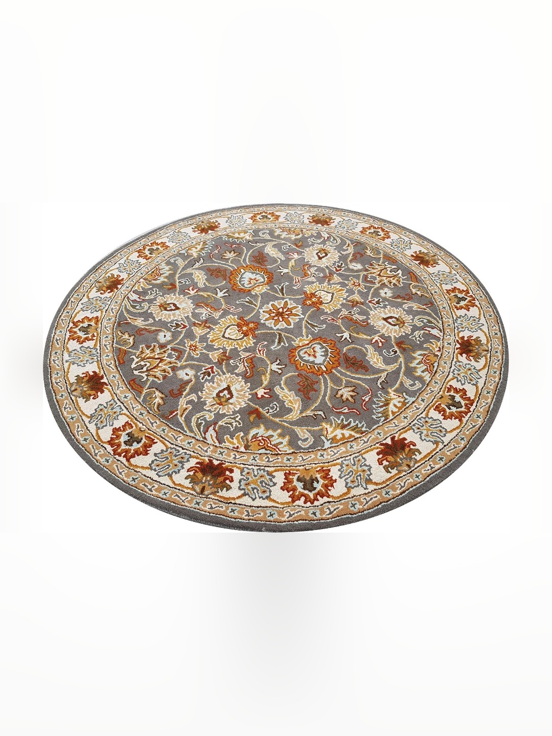 

IMRA CARPET Grey & Beige Floral Woollen Carpet