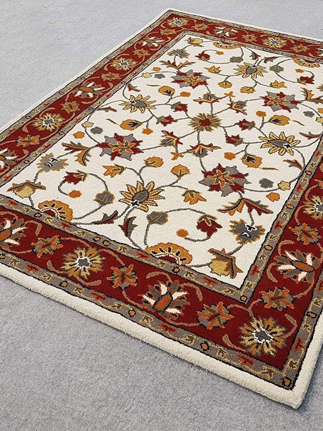 

IMRA CARPET Grey Floral Printed Woollen Carpet