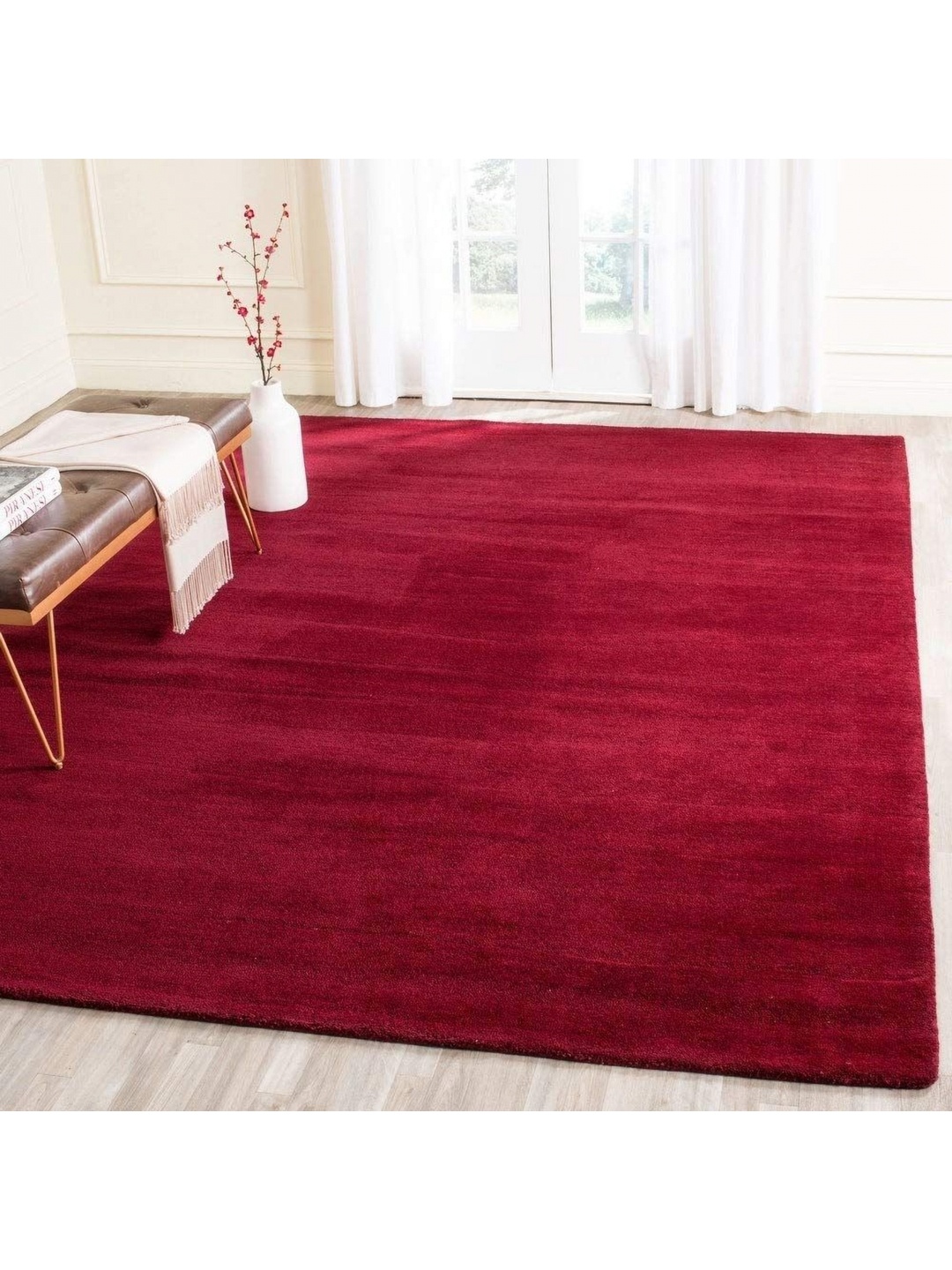 

IMRA CARPET Maroon Woollen Rectangular Carpet