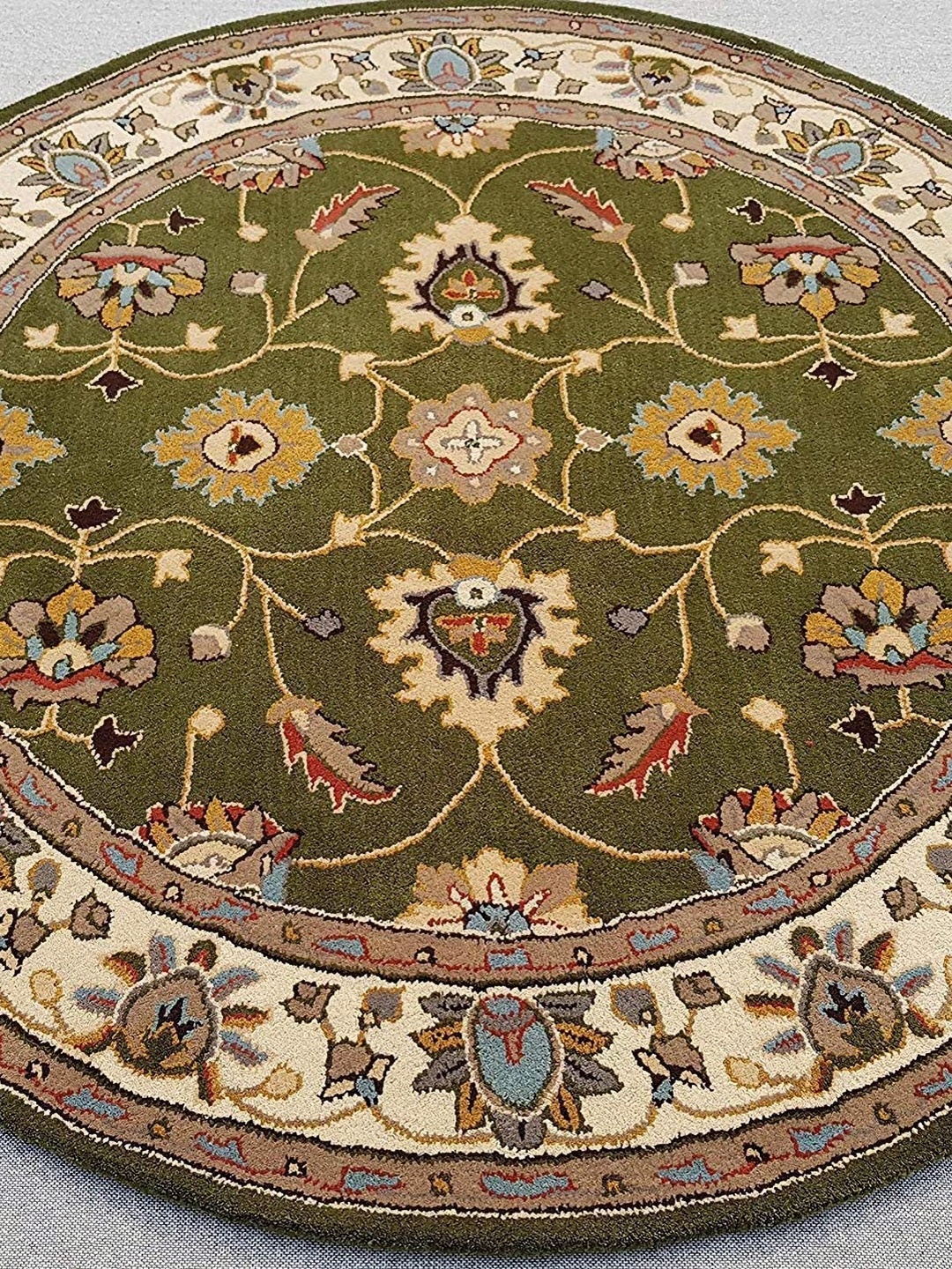 

IMRA CARPET Green Floral Woollen Carpet