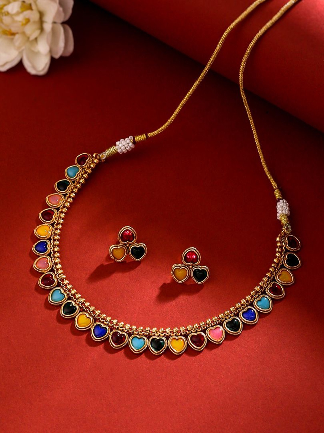 

THE AAB STUDIO Gold-Plated Artificial Stone-Studded Jewellery Set