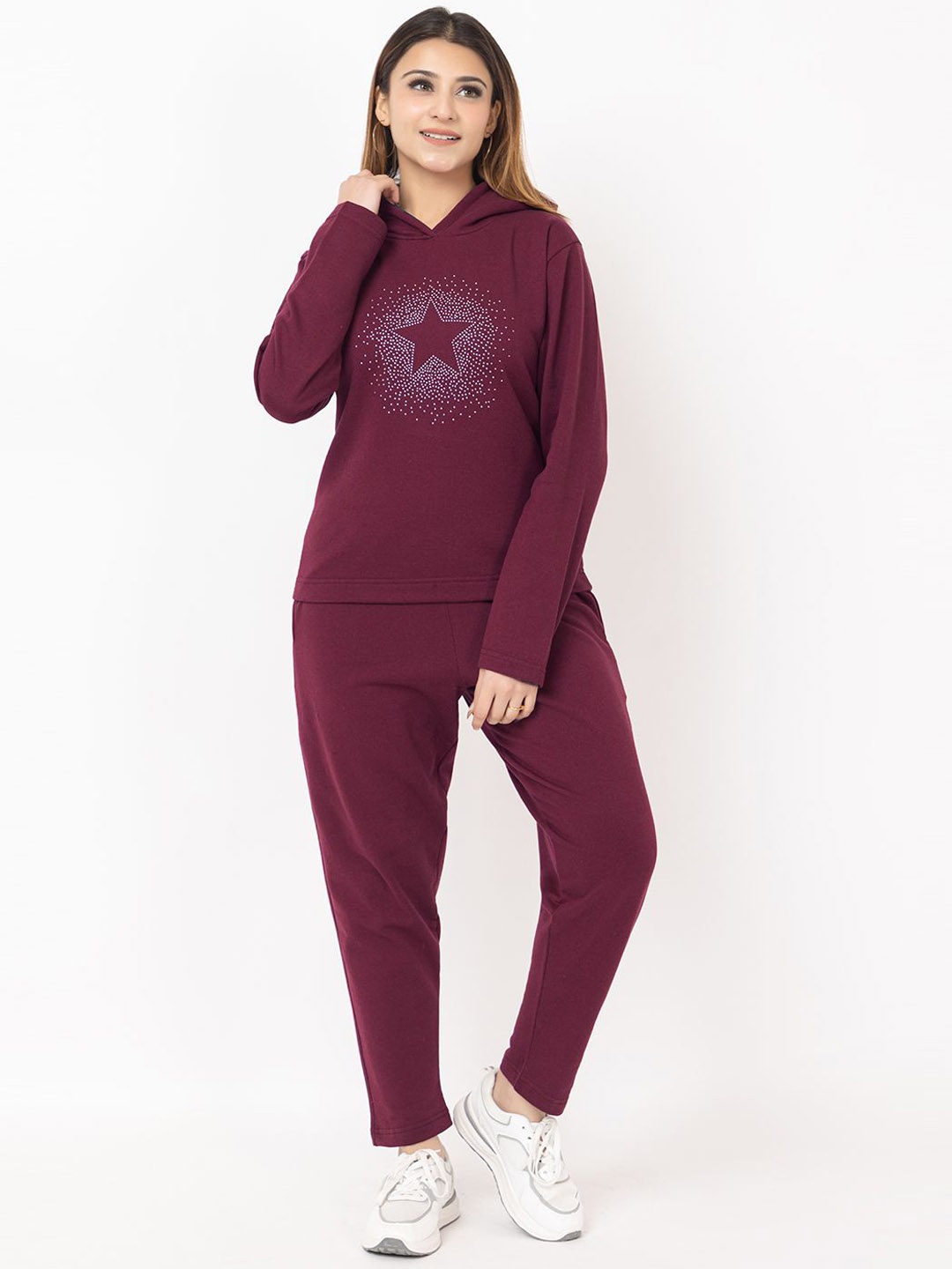 

KEIKO Hooded Long Sleeves Tracksuit, Burgundy