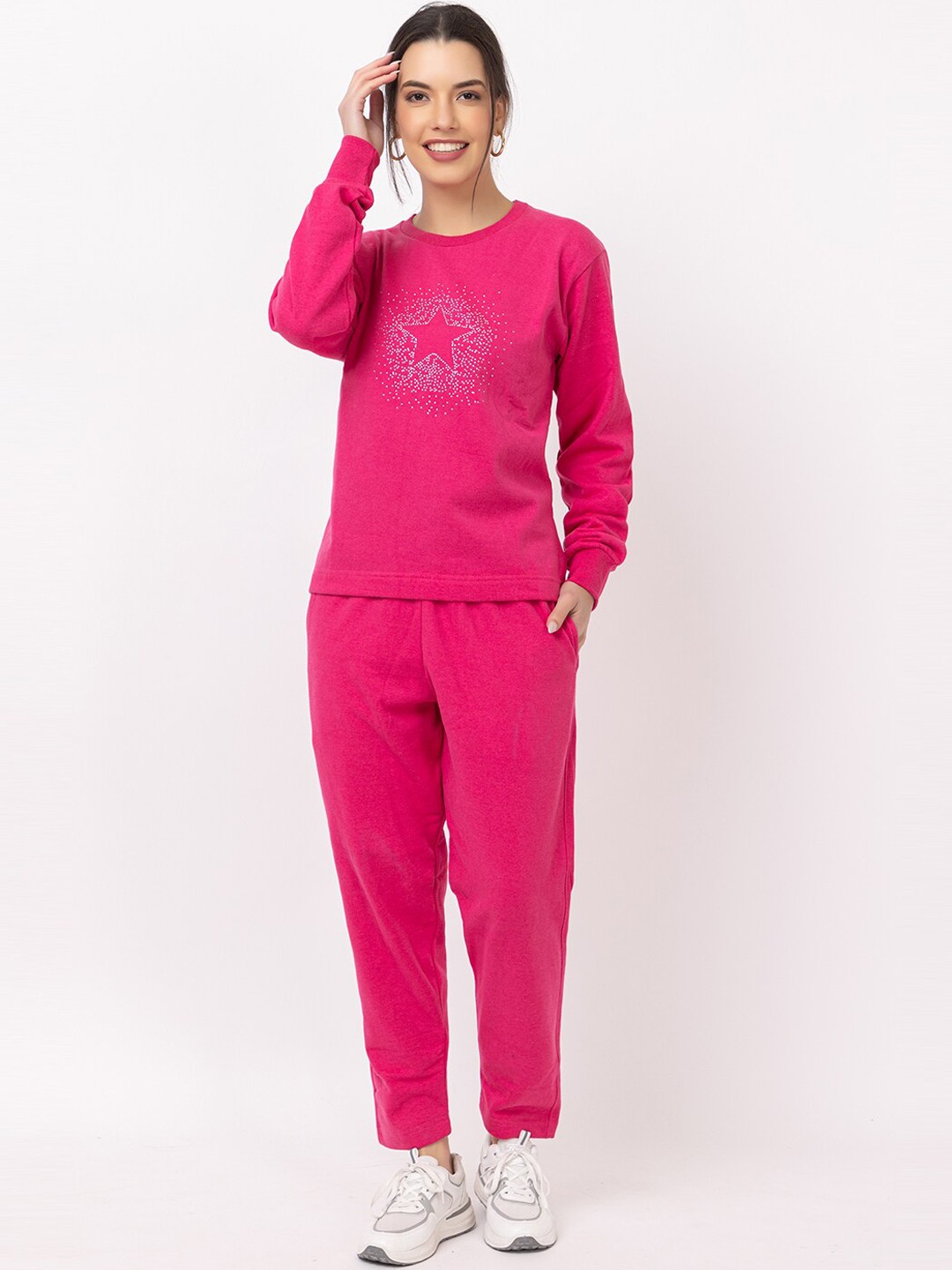 

KEIKO Women Round Neck Track Suit, Pink