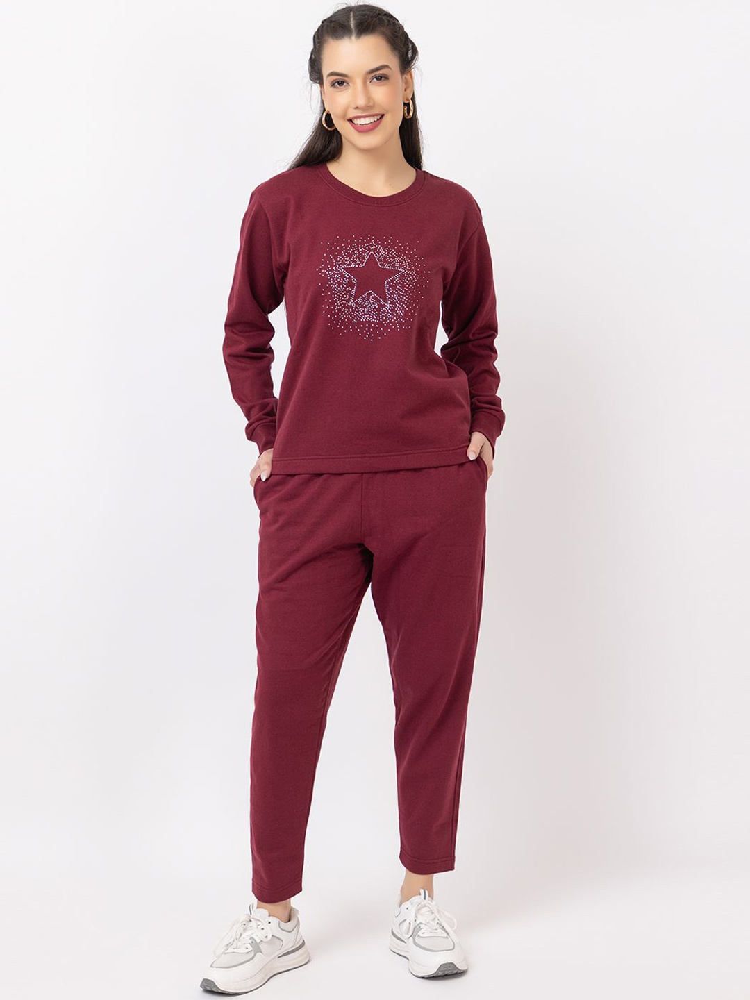 

KEIKO Round Neck Long Sleeves Tracksuits, Maroon