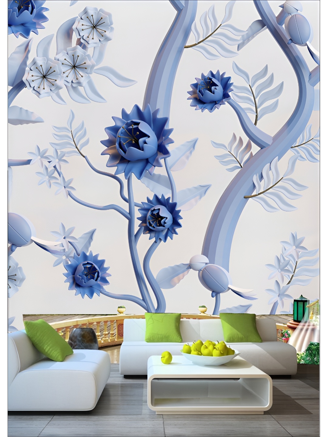 

Aura White & Blue 3D Printed Self Adhesive Wall Sticker