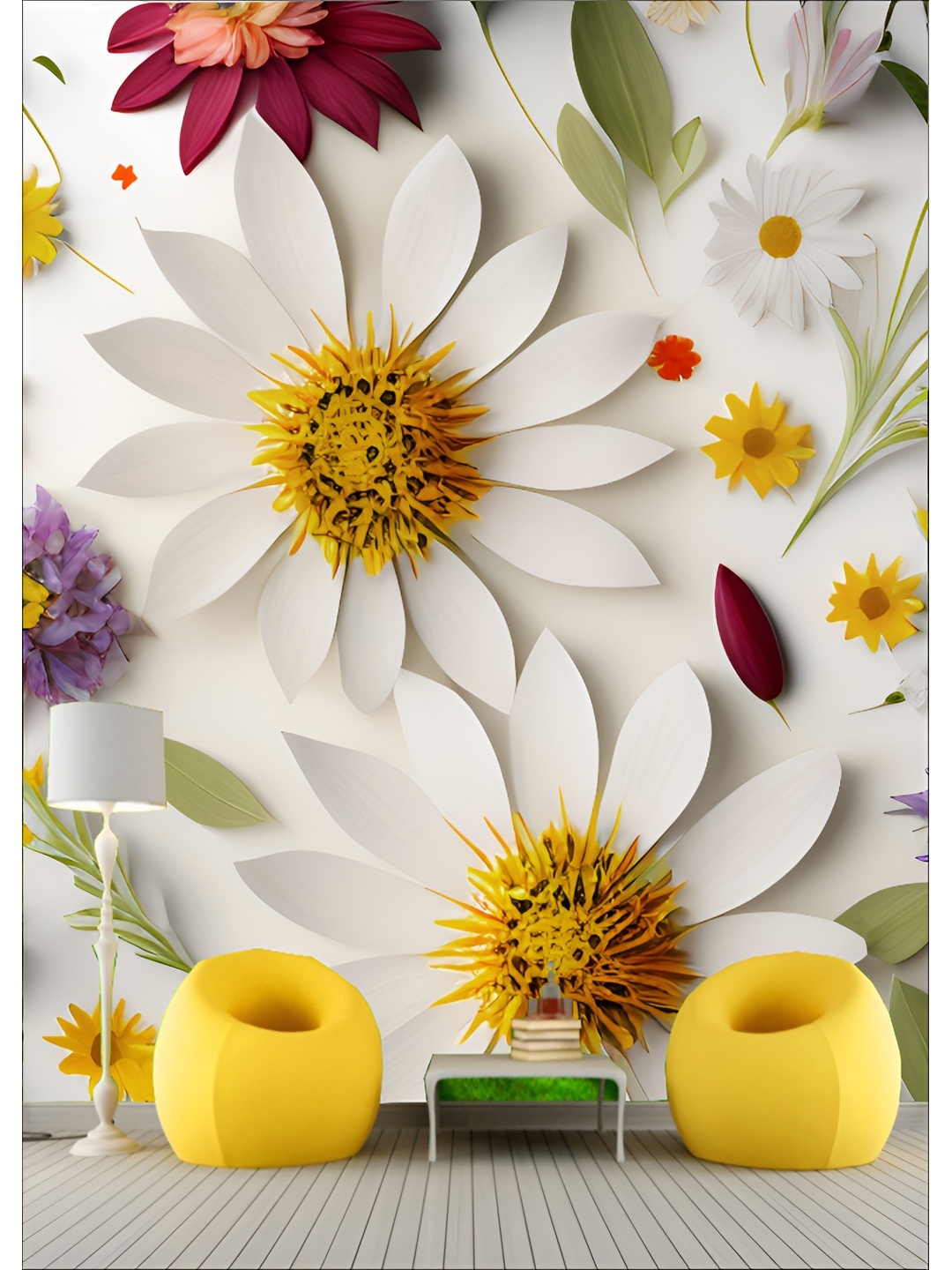 

Aura White & Yellow Abstract Self-Adhesive Wall Sticker