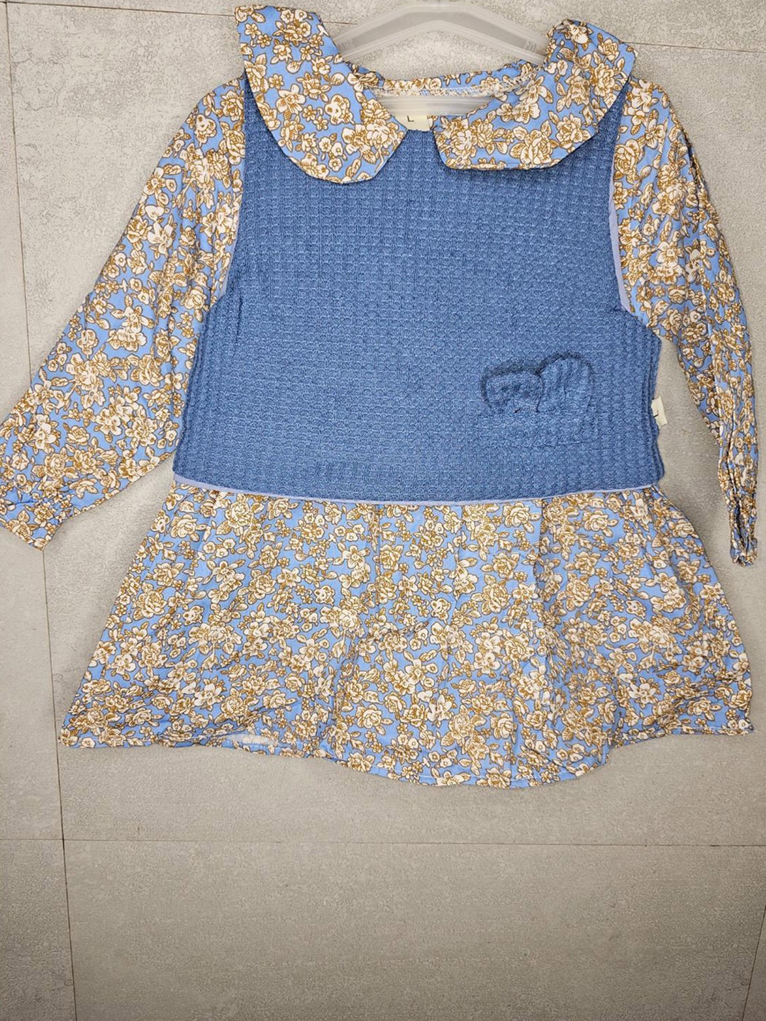 

BAESD Girls Floral Print Peter Pan Collar A-Line Dress, Blue