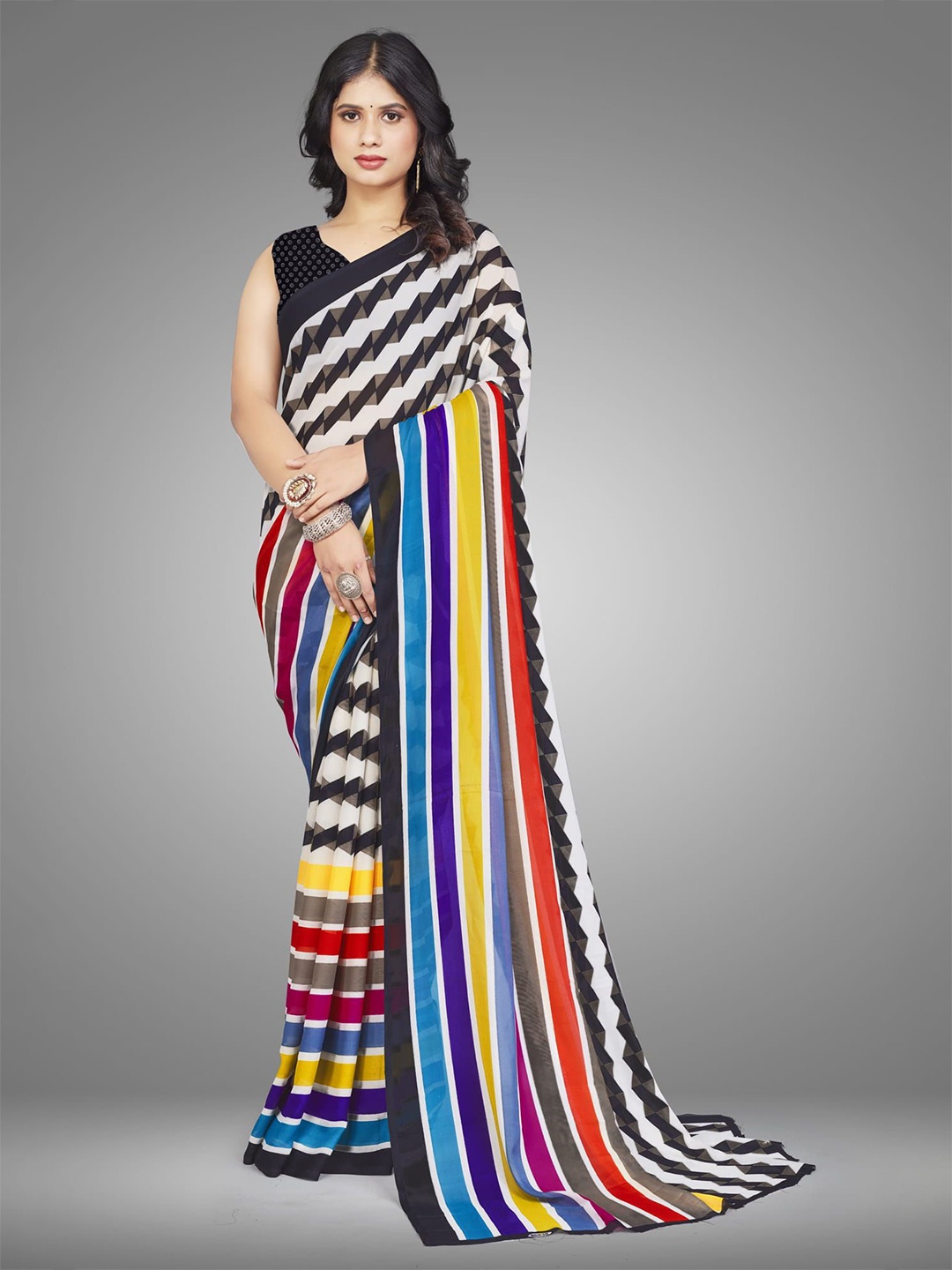 

KALINI Pure Georgette Tussar Saree, Black