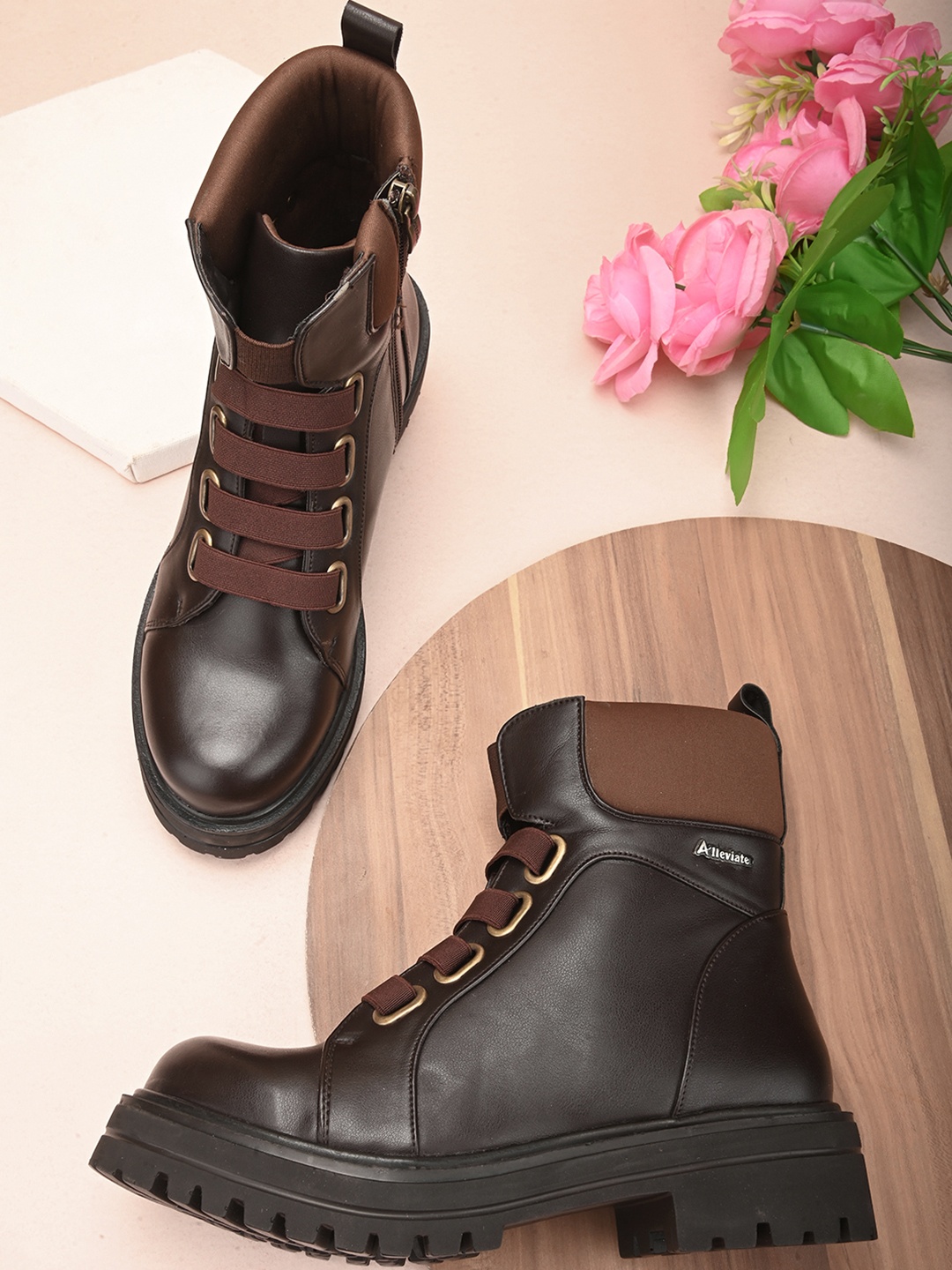 

Alleviater Women Block-Heeled Regular Boots, Brown