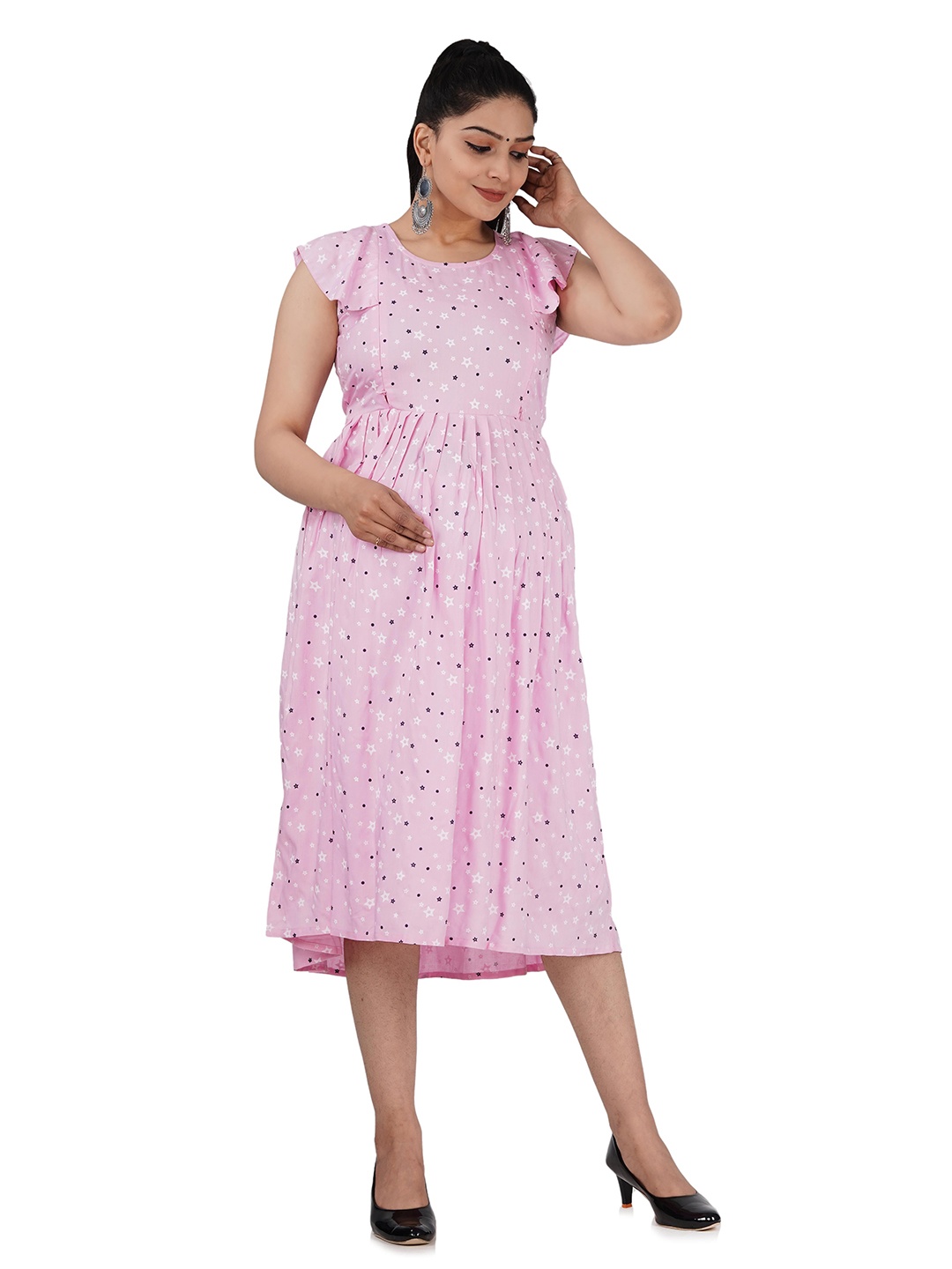 

SAGA Printed A-Line Maternity Kurta, Pink