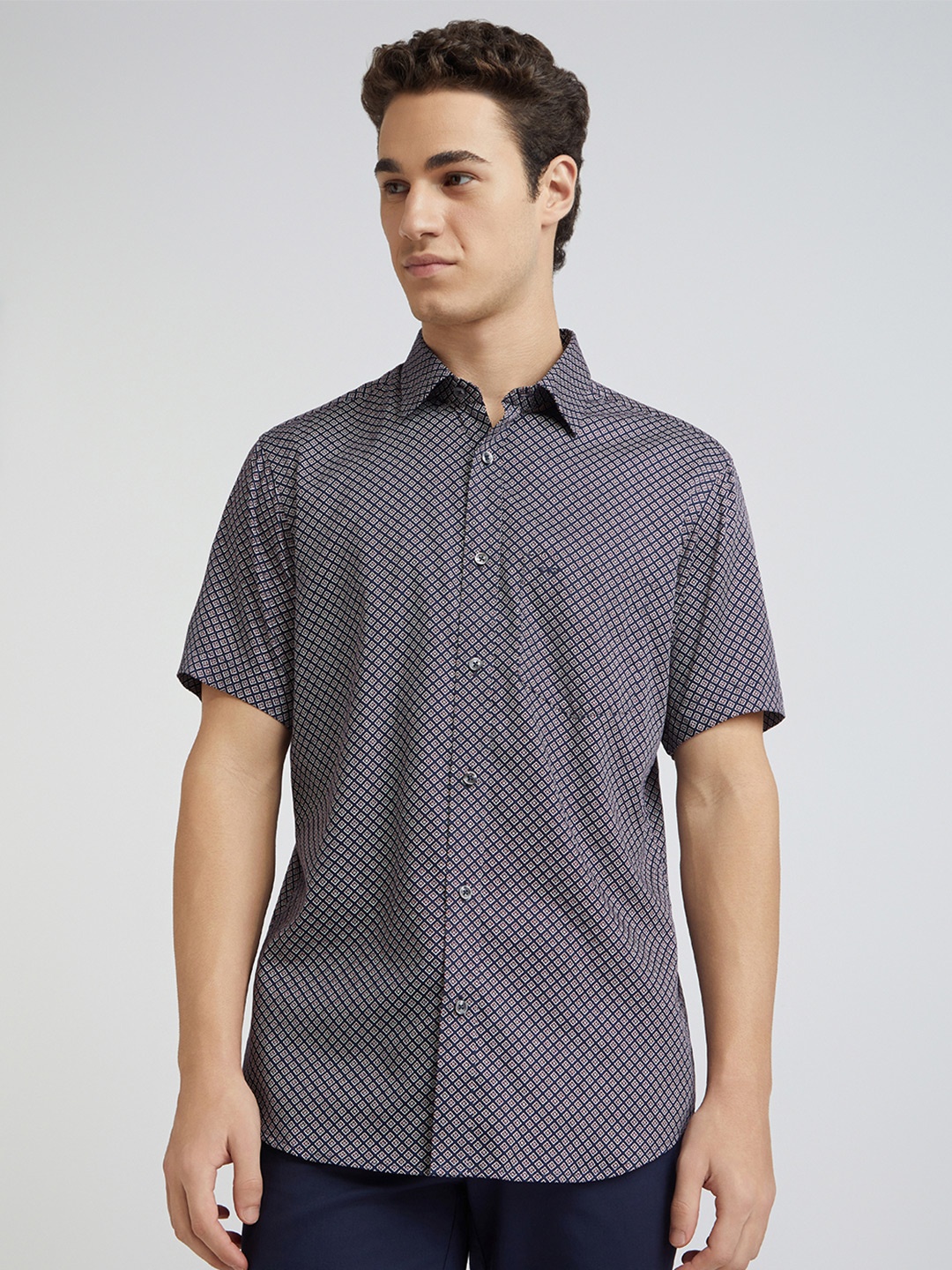 

ColorPlus Men Opaque Printed Casual Shirt, Black