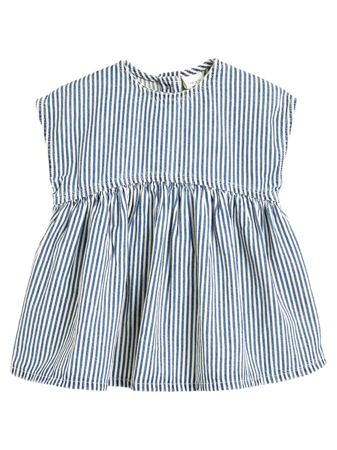 

NEXT Girls Striped Pure Cotton Fit & Flare Dress, Blue