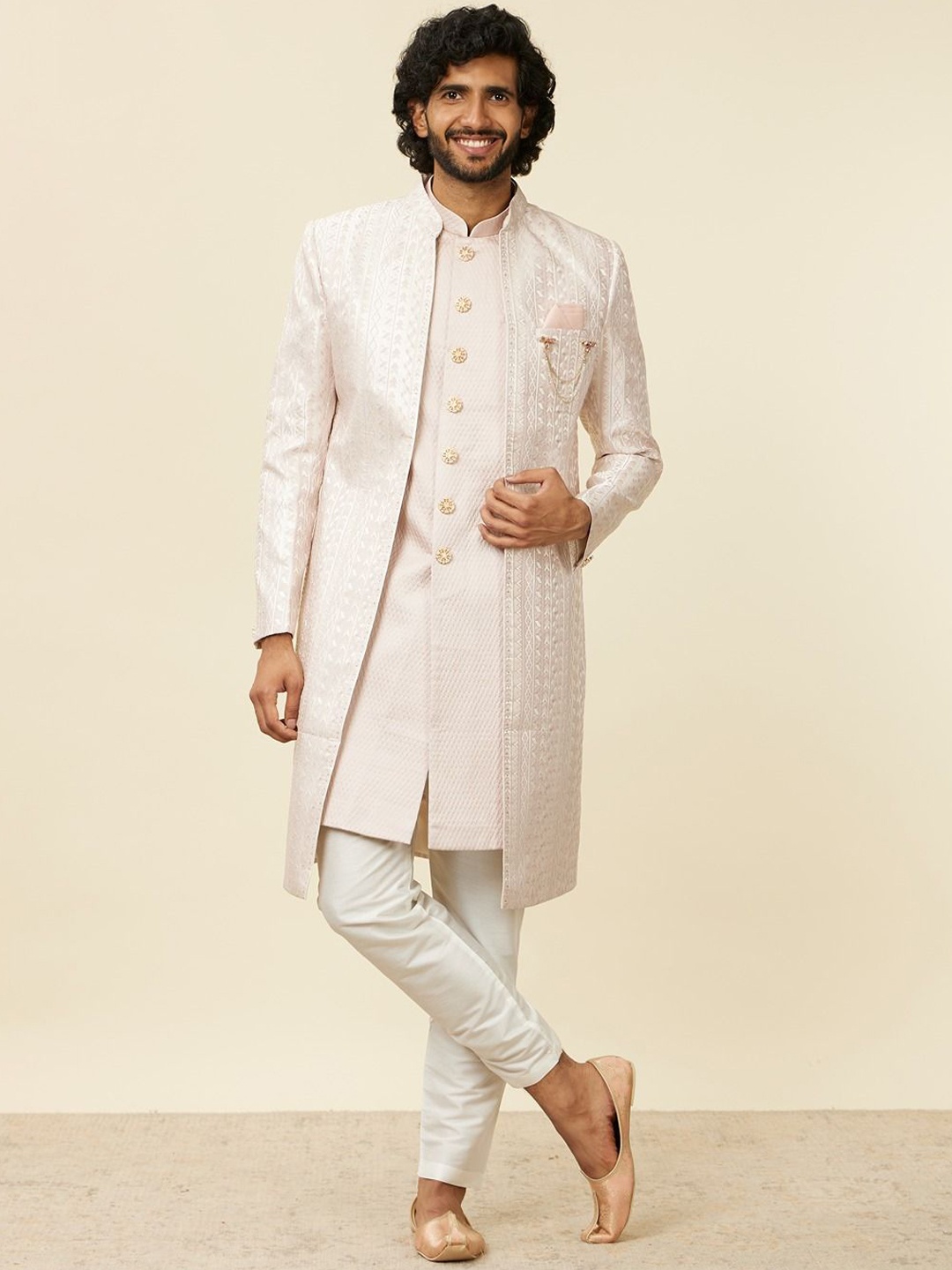 

Manyavar Brocade Sherwani Set, Rose gold