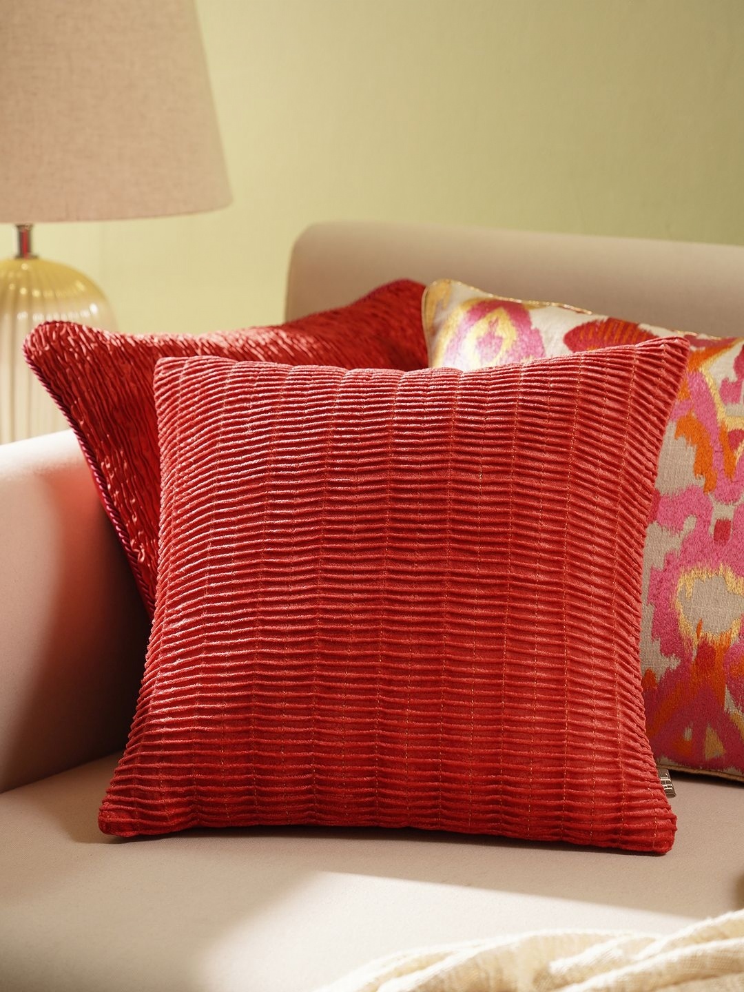

Pure Home and Living Red Velvet Square Cushion Covers