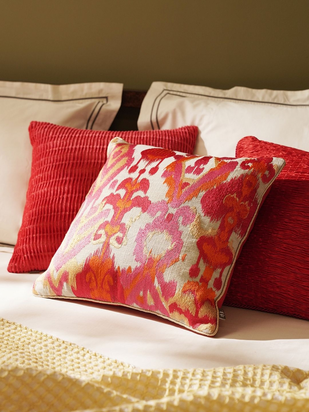 

Pure Home and Living Pink & Orange Embroidered Square Cushion Covers