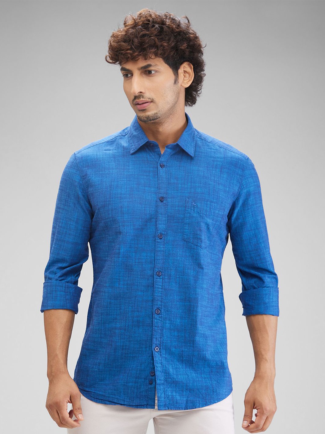 

Parx Men Slim Fit Opaque Casual Shirt, Blue