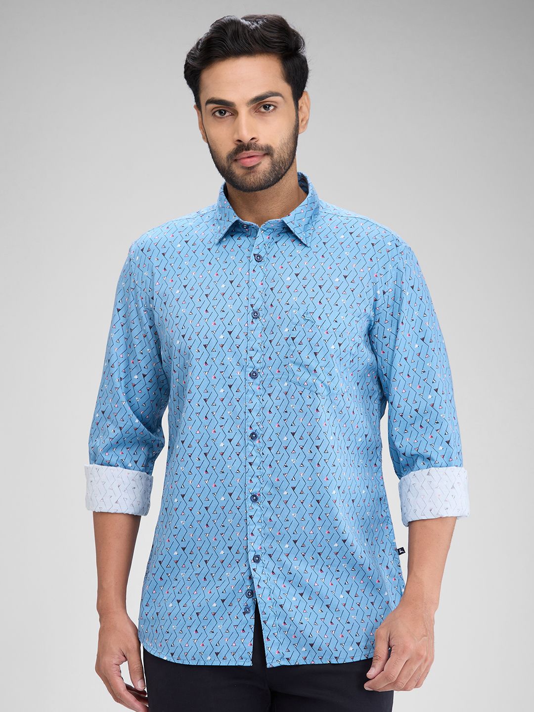 

Parx Men Slim Fit Floral Opaque Printed Casual Shirt, Blue