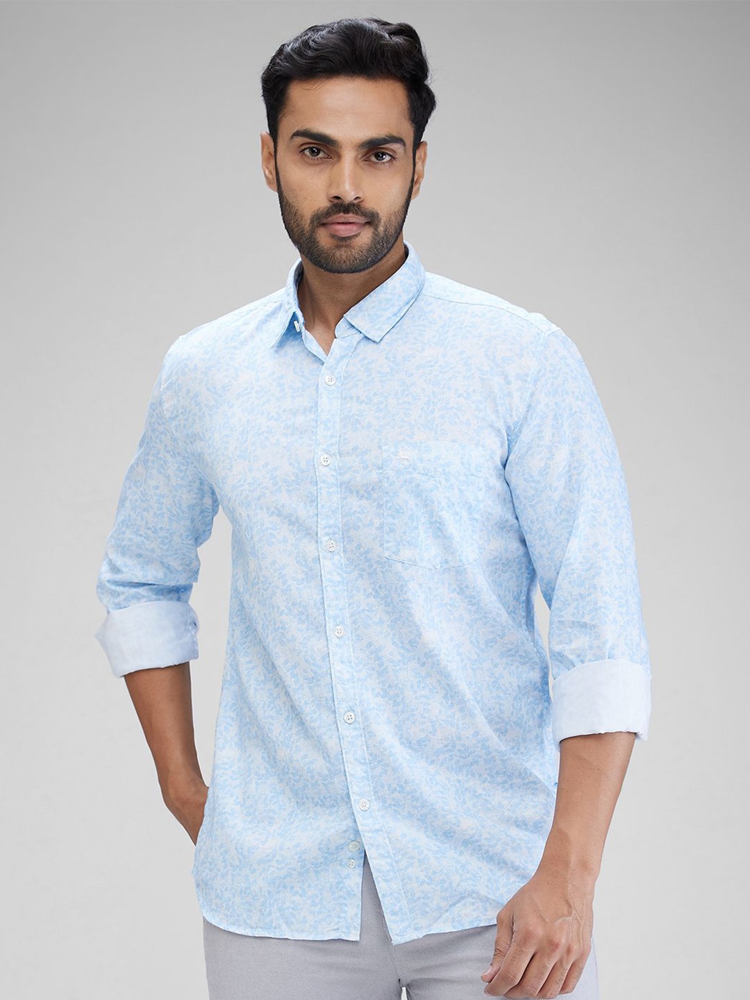 

Parx Men Slim Fit Floral Opaque Printed Casual Shirt, Blue