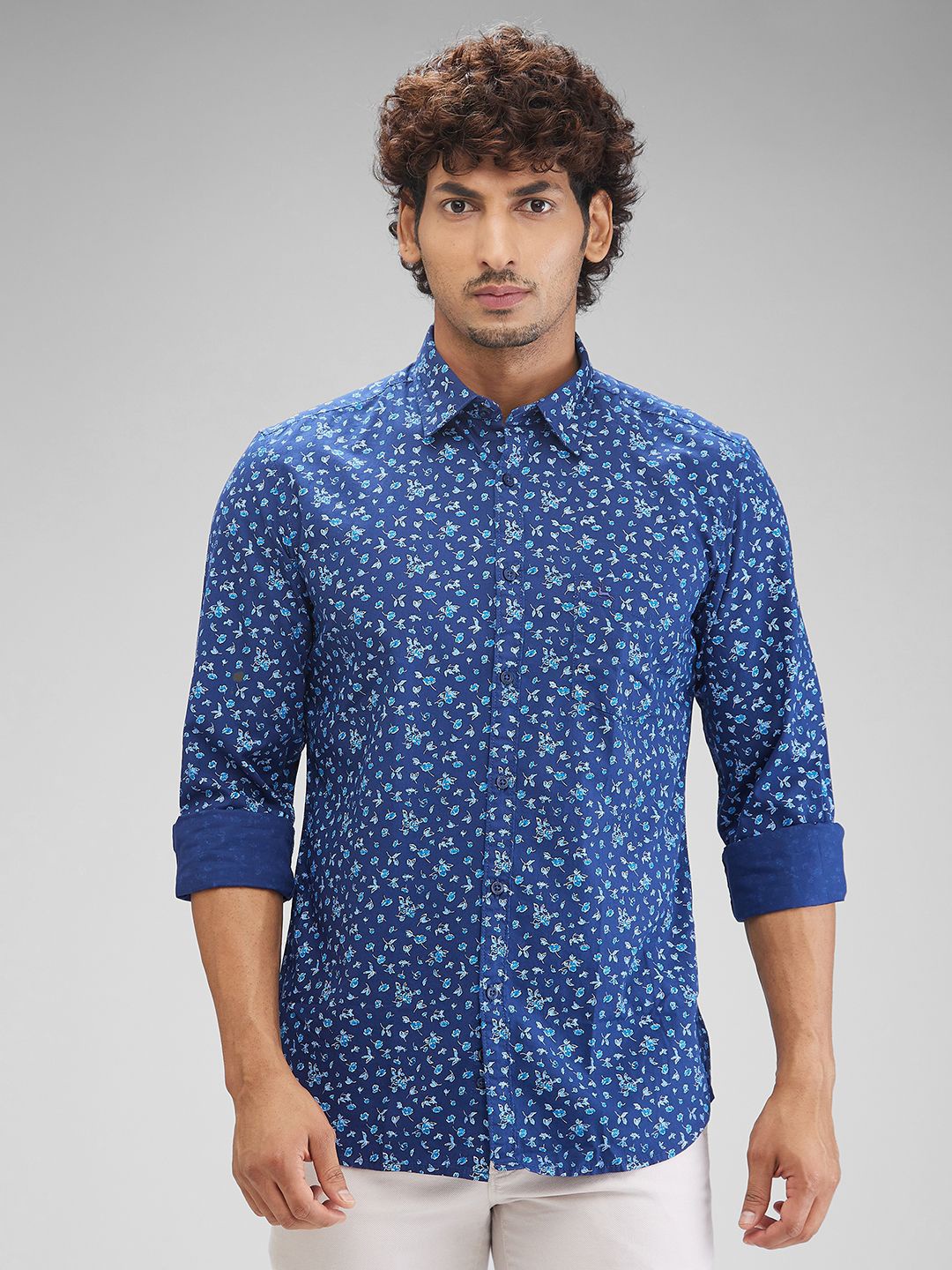 

Parx Men Slim Fit Floral Opaque Printed Casual Shirt, Blue