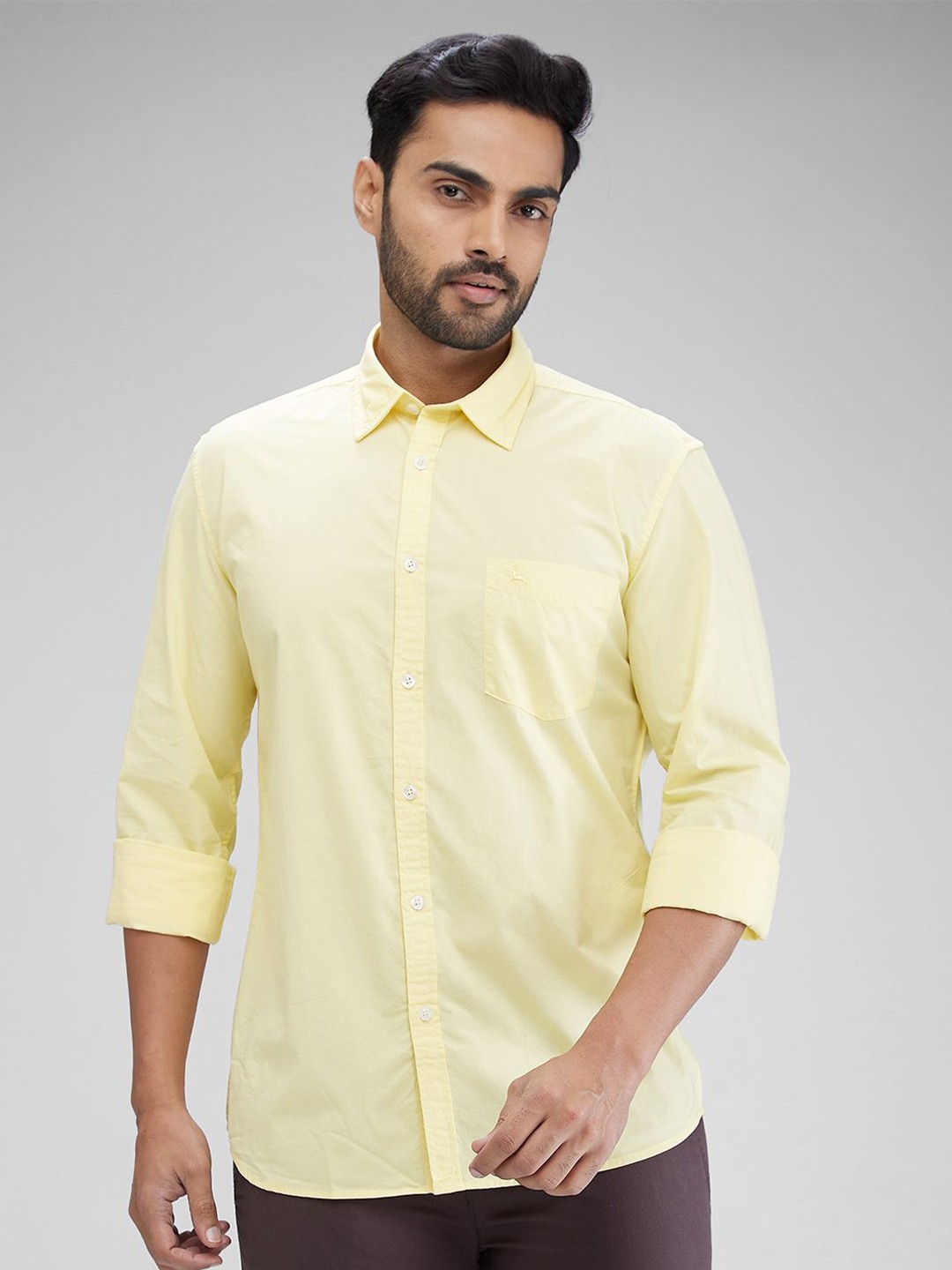 

Parx Men Slim Fit Opaque Casual Shirt, Yellow