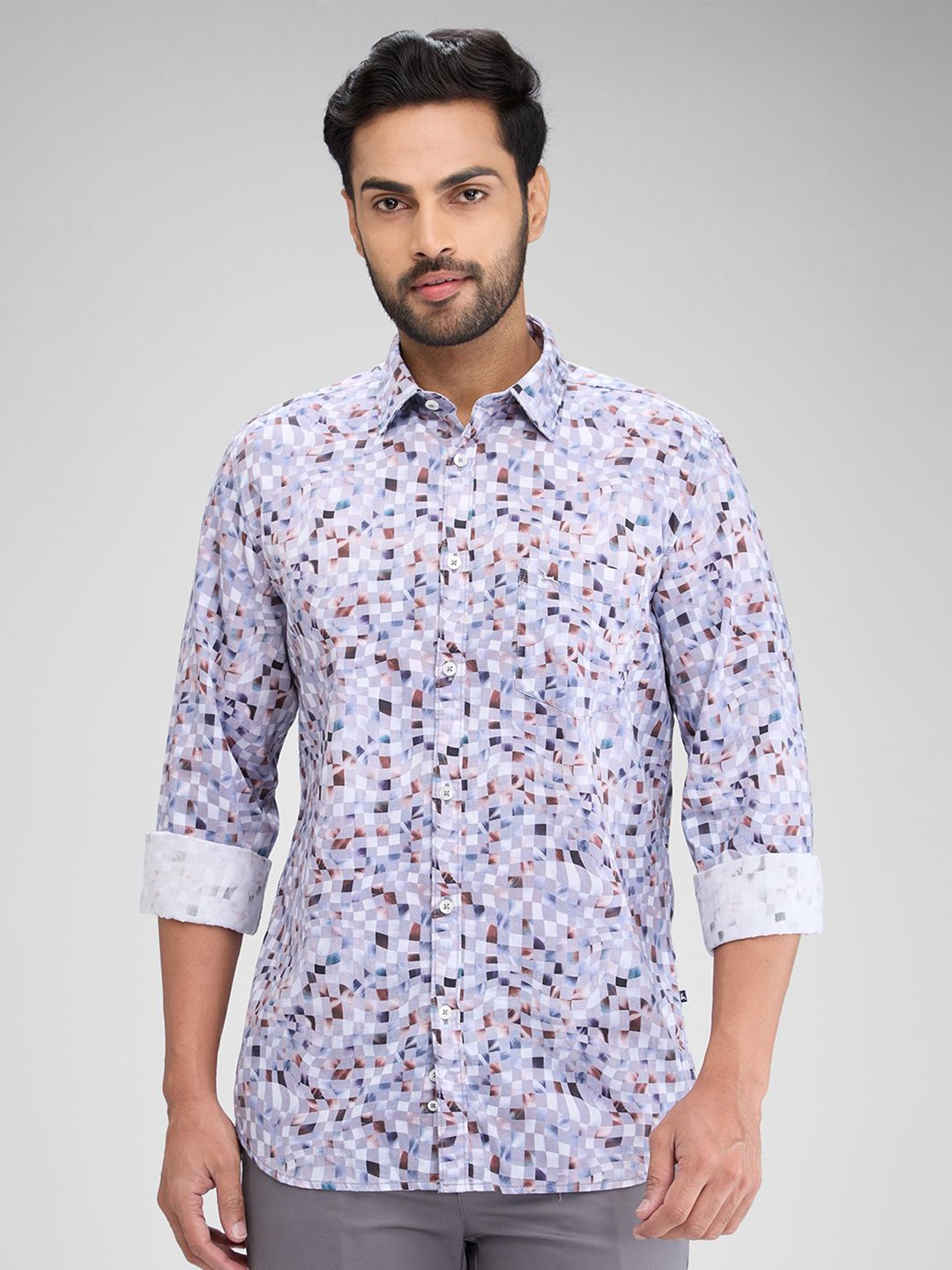 

Parx Men Slim Fit Floral Opaque Printed Casual Shirt, Grey