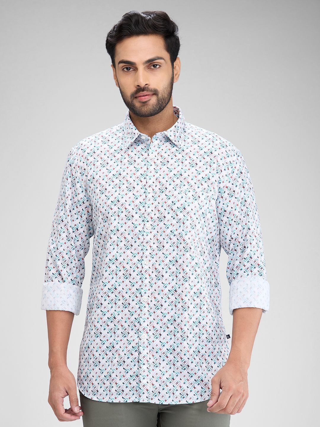 

Parx Men Slim Fit Floral Opaque Printed Casual Shirt, Blue