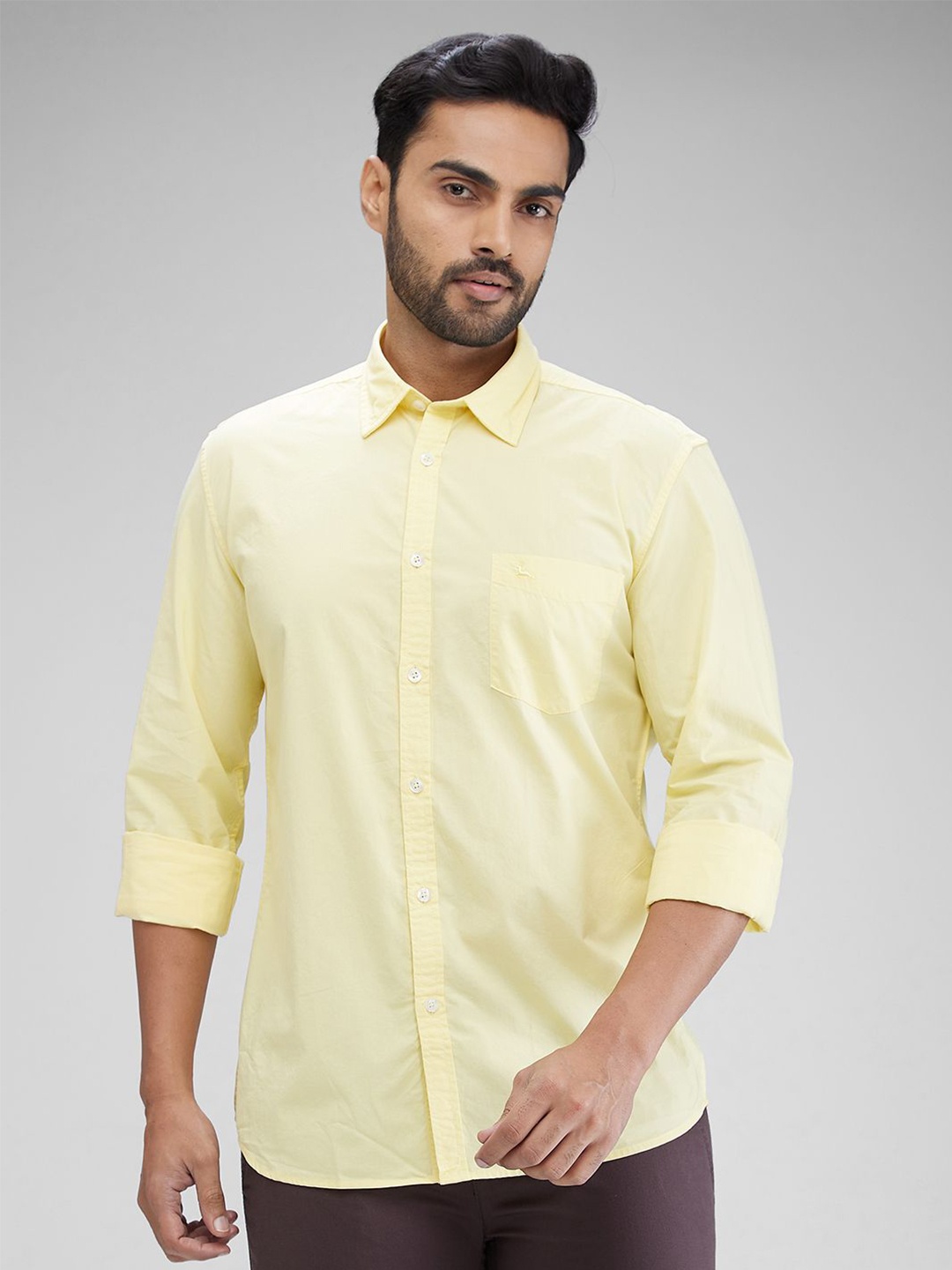 

Parx Men Slim Fit Opaque Casual Shirt, Yellow