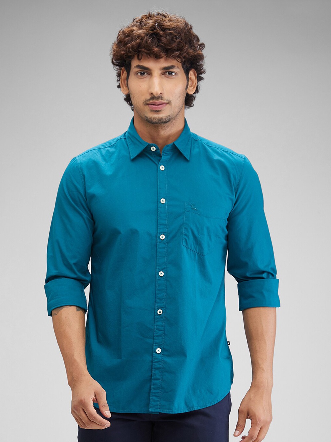 

Parx Men Slim Fit Opaque Casual Shirt, Blue