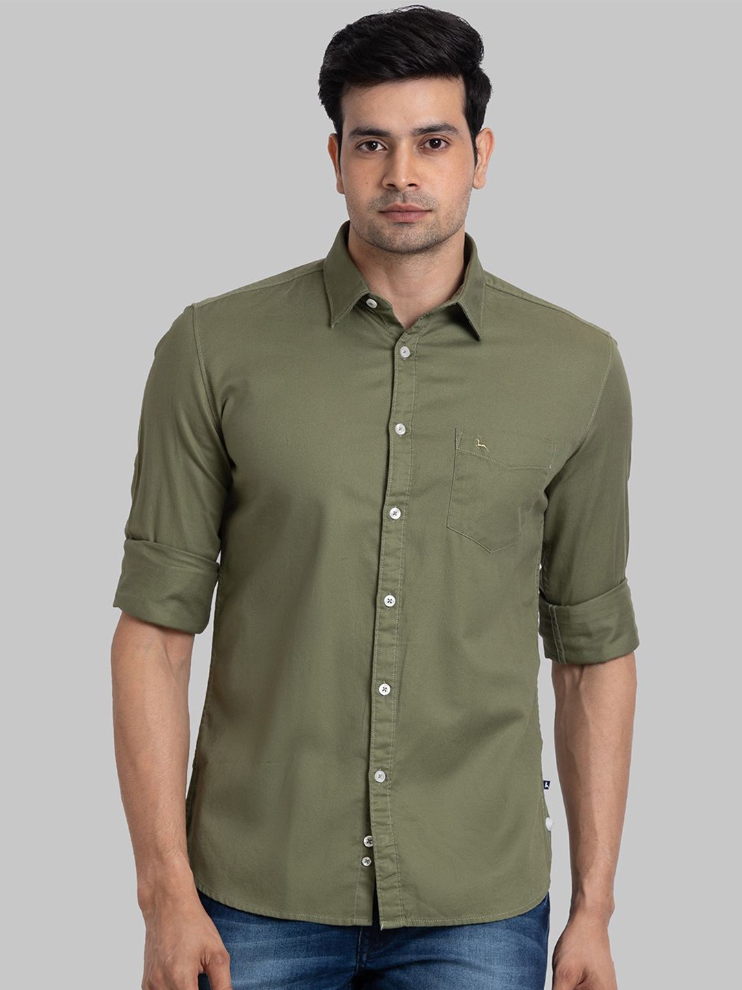 

Parx Men Slim Fit Opaque Casual Shirt, Green