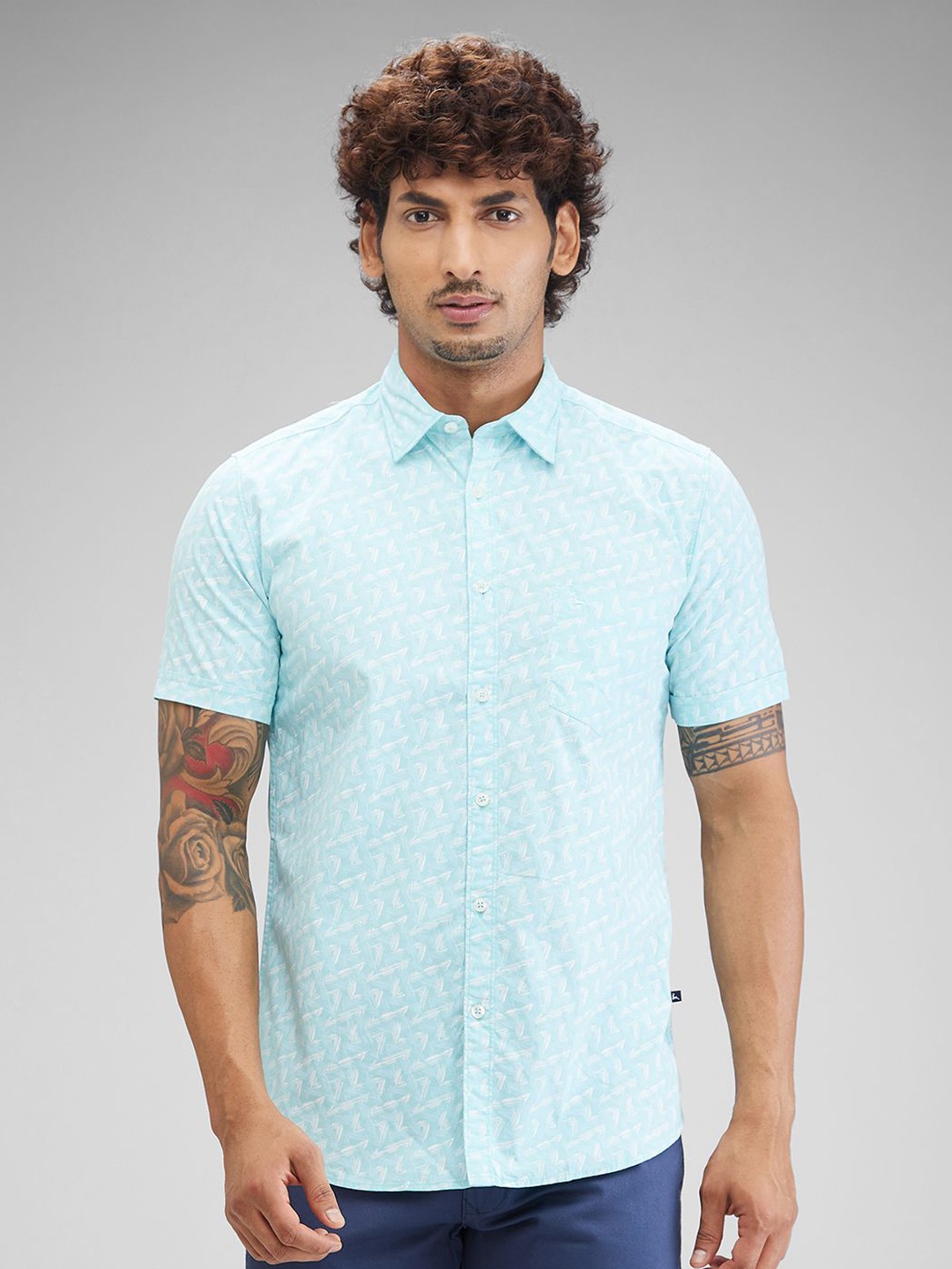 

Parx Men Slim Fit Floral Opaque Printed Casual Shirt, Blue