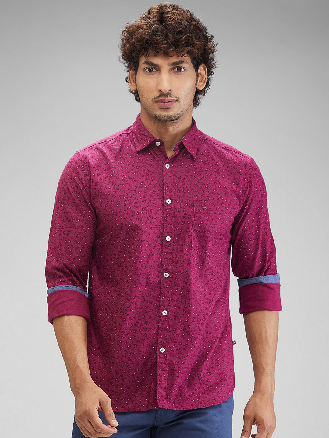 

Parx Men Slim Fit Floral Opaque Printed Casual Shirt, Red