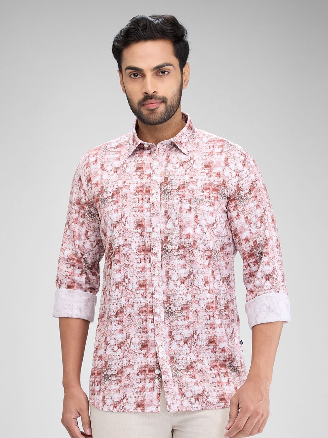 

Parx Men Slim Fit Floral Opaque Printed Casual Shirt, Red