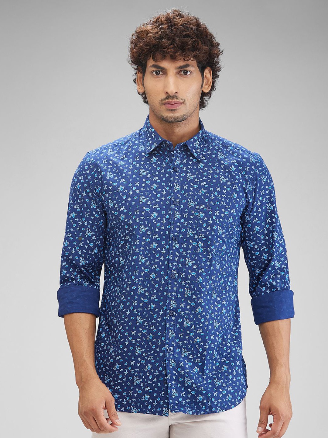 

Parx Men Slim Fit Floral Opaque Printed Casual Shirt, Blue