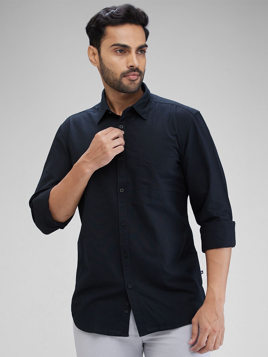 

Parx Men Slim Fit Opaque Casual Shirt, Black