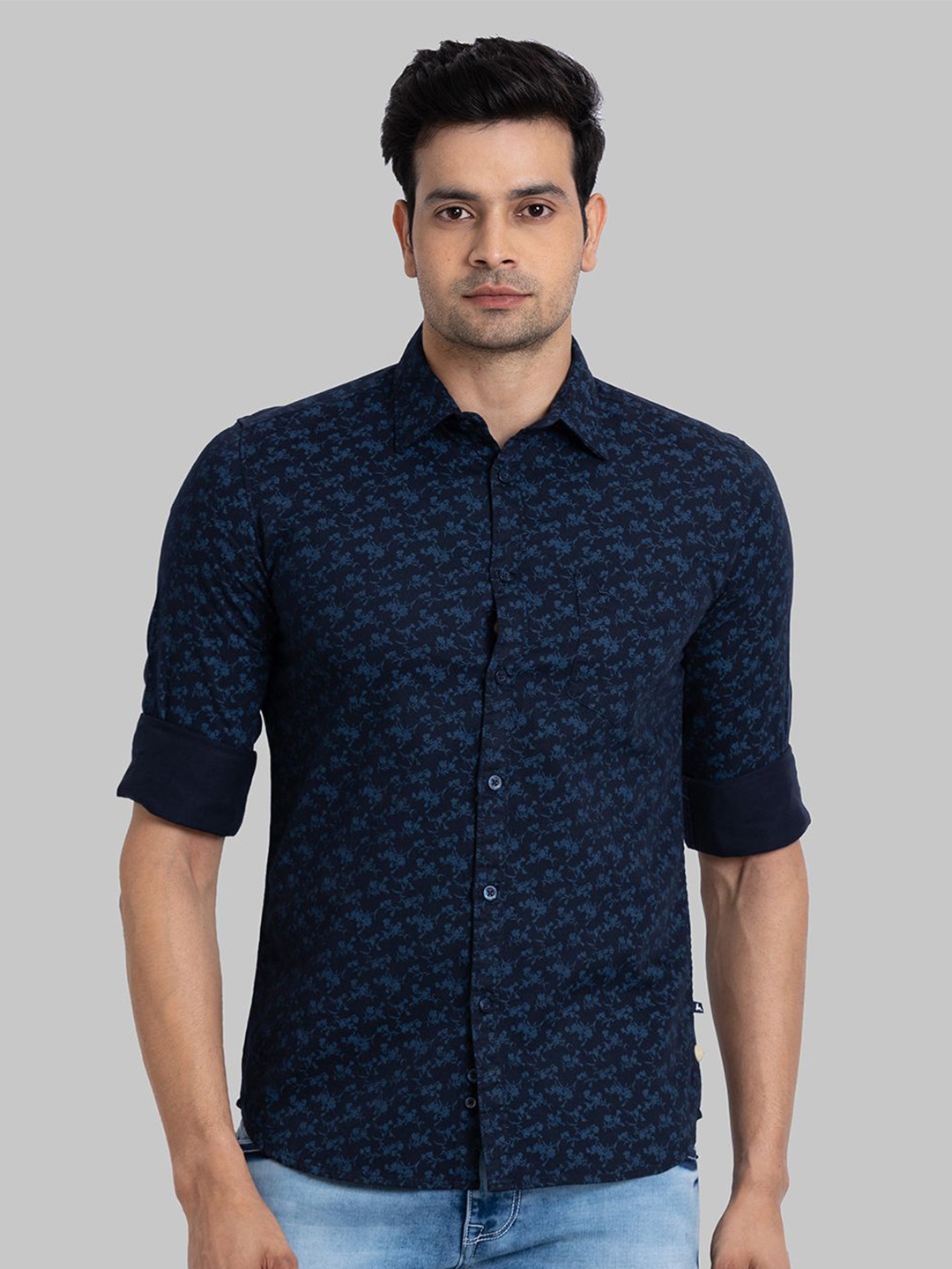

Parx Men Slim Fit Floral Opaque Printed Casual Shirt, Blue