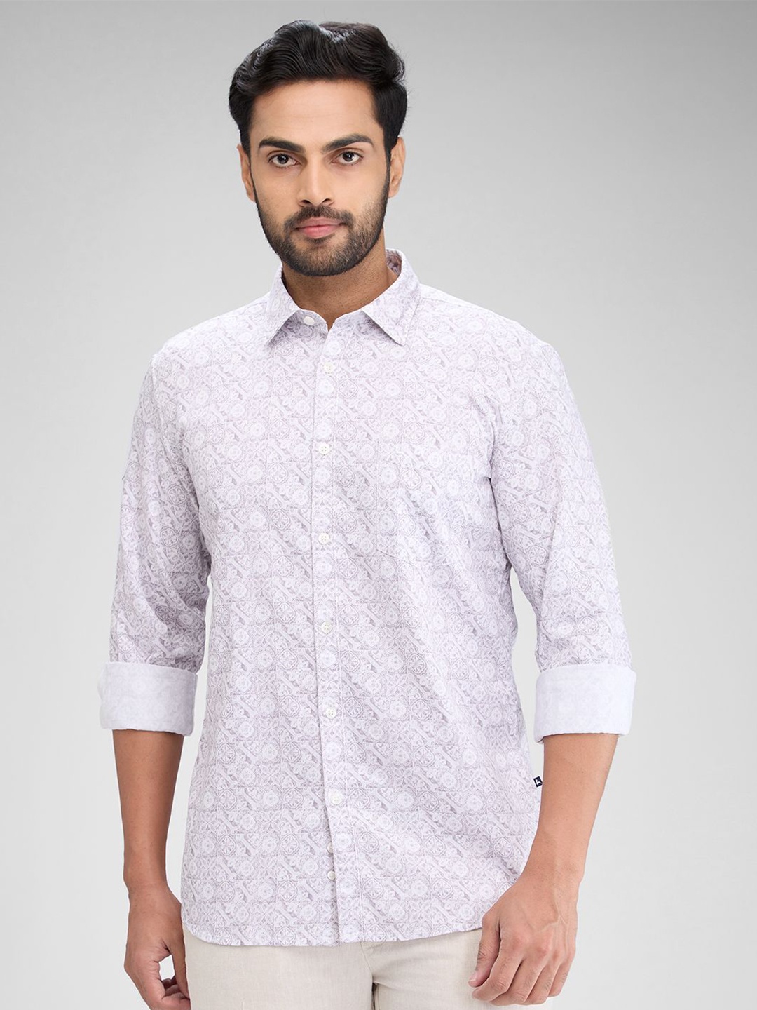 

Parx Men Slim Fit Floral Opaque Printed Casual Shirt, Blue
