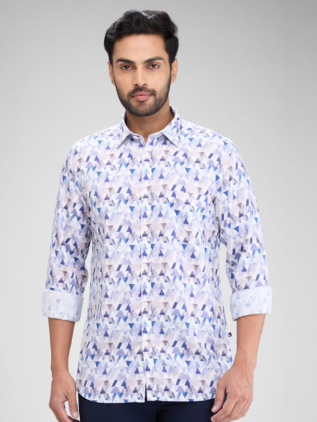 

Parx Men Slim Fit Floral Opaque Printed Casual Shirt, Blue